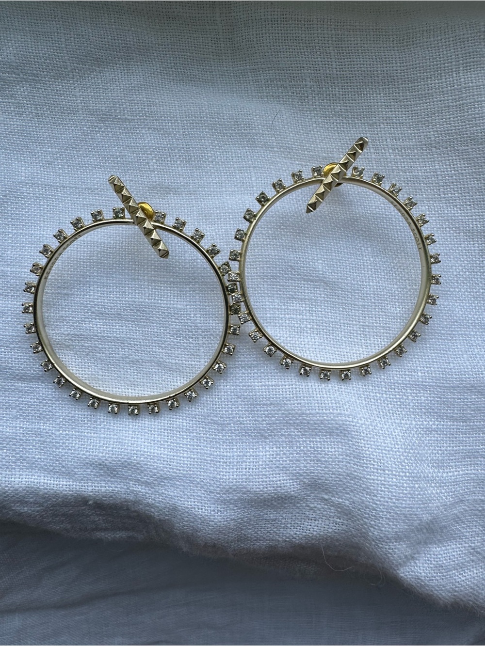 Kendra Scott Gold Hoop Earrings with Clear Crystals